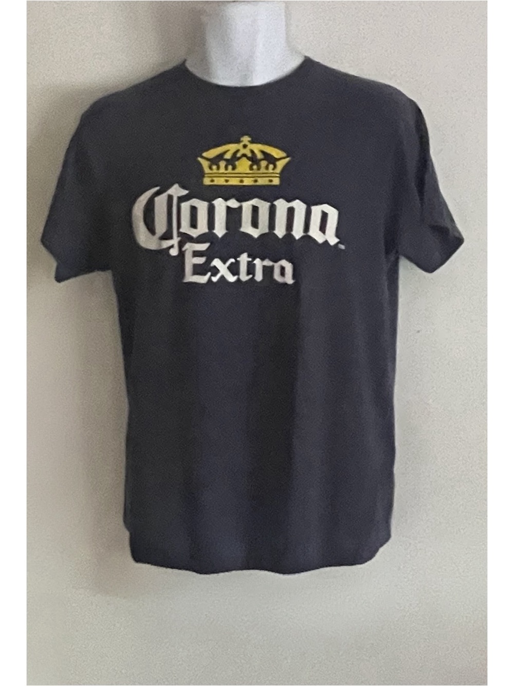 Corona Blue Tee with Yellow Crown and White Logo